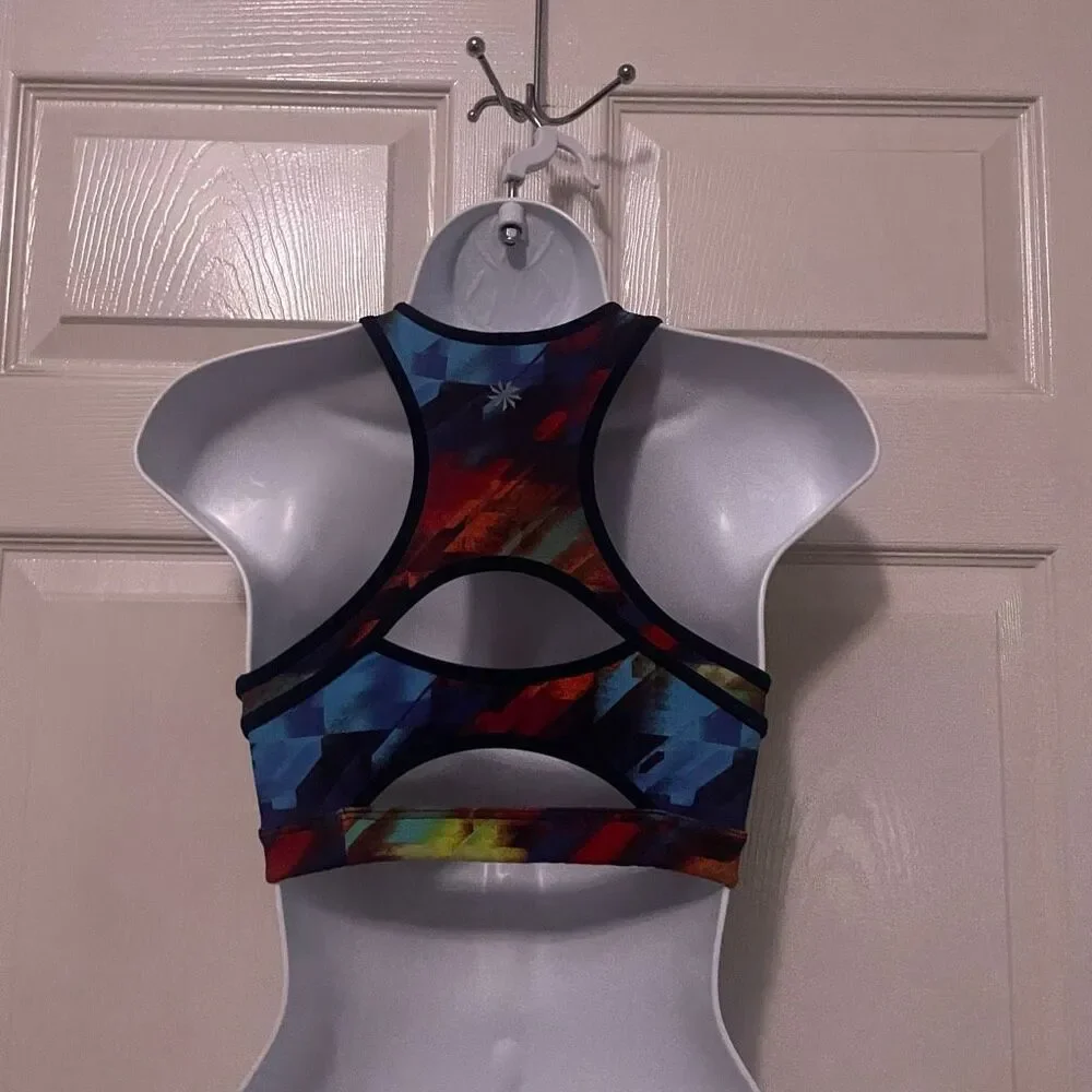 Athleta Extra Small Sports Bra Rainbow Open Back